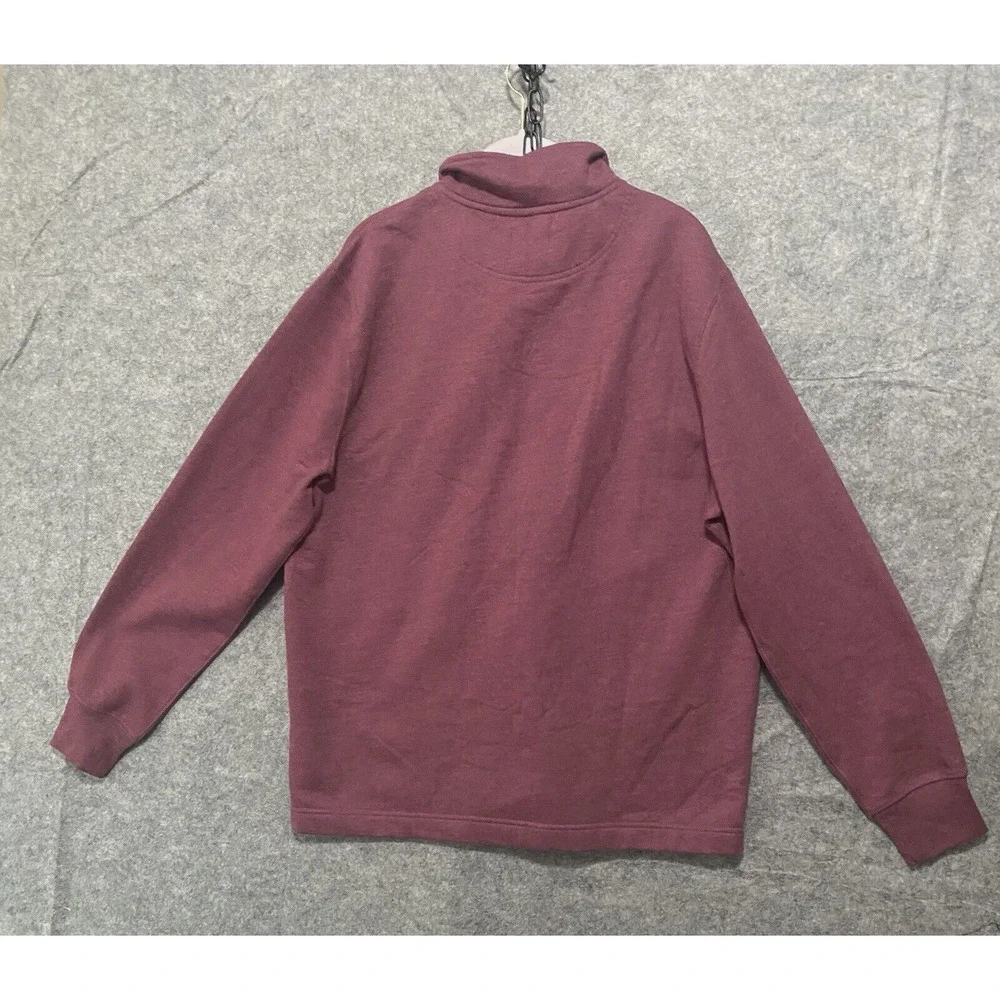 J.Crew Authentic‎ Fleece Mens Sz L Burgundy 1/4 Button Long Sleeve Athleisure